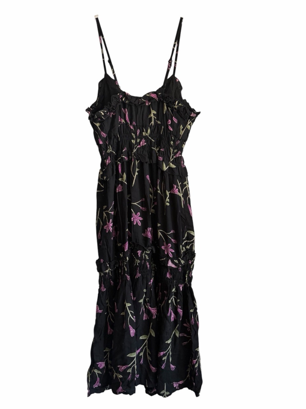 Beautiful Black and Purple Floral Midi Dress - NWT - Sz Small